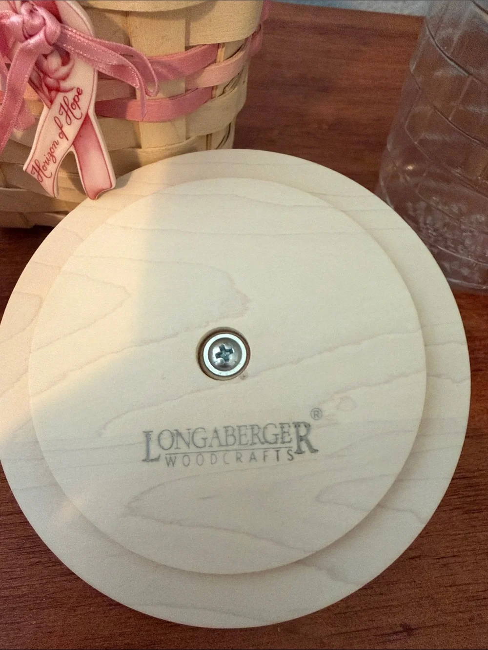 Longaberger Cream and Pink Handwoven Basket